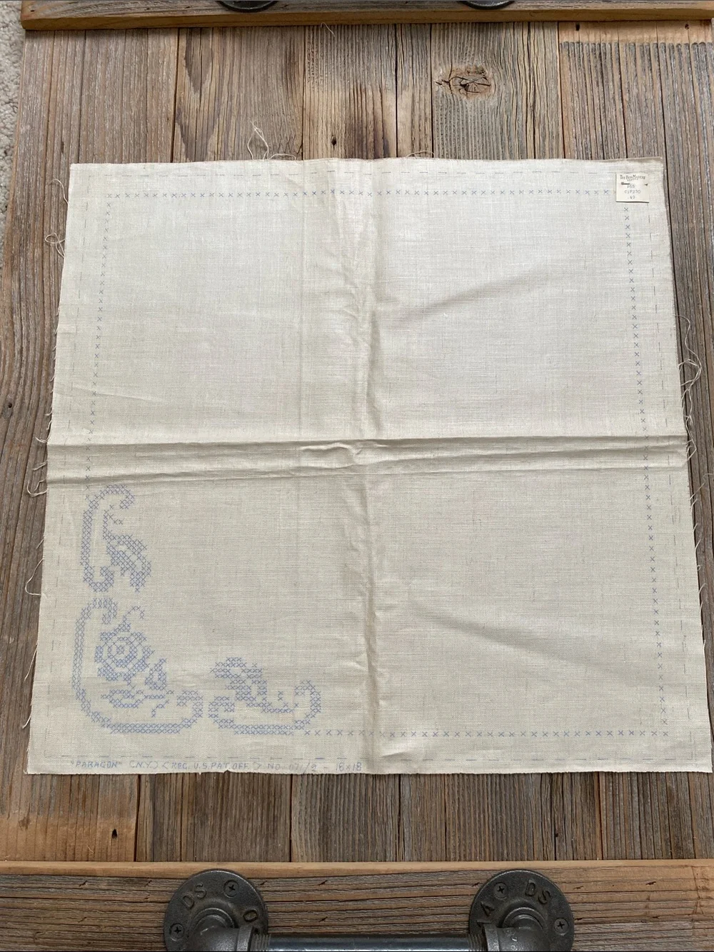Vintage Paragon Cross-Point Embroidery Kit. Tablecloth w/8 Napkins. Unfinished.